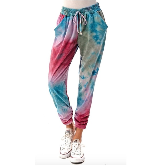 LAST PAIR Tye Dye Drawstring/Elastic Jogger - Picture 1 of 5
